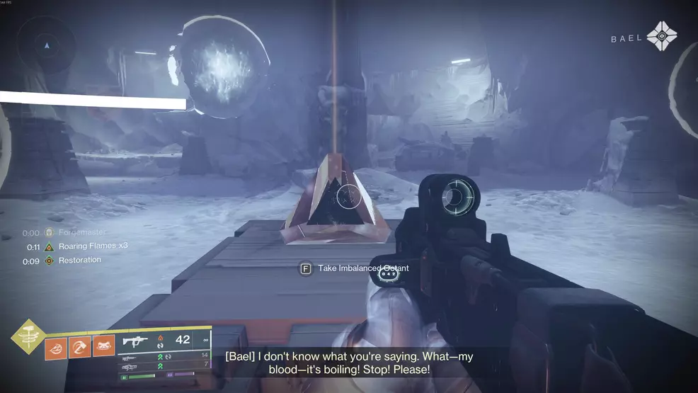 Finding the Imbalanced Octant item in the Fire and Ice Exotic mission in Destiny 2: Renegades.