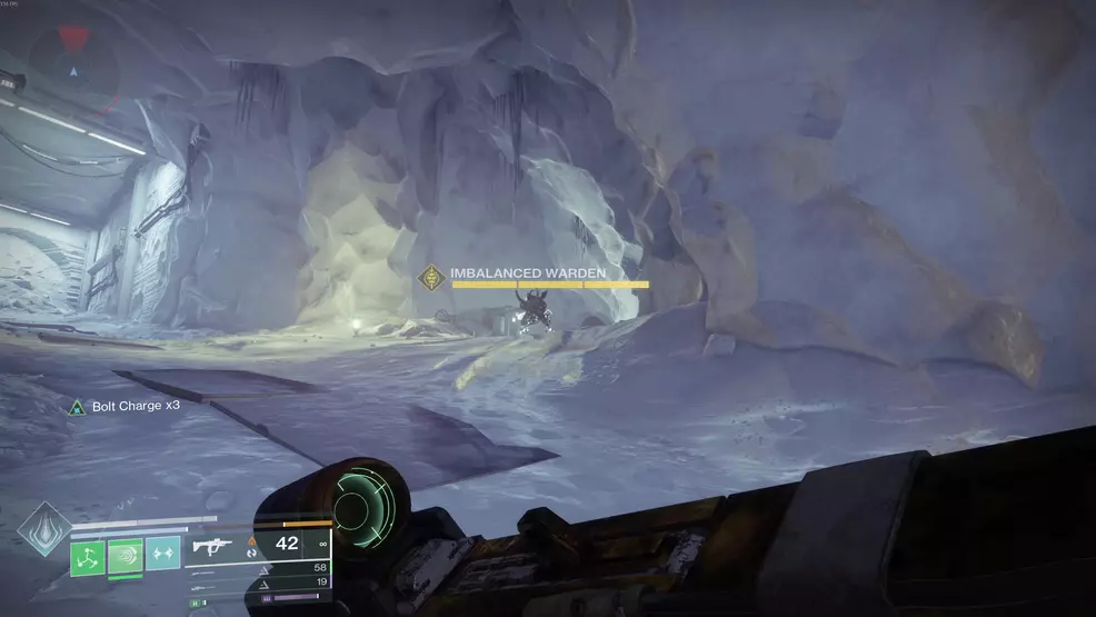 The Imbalanced Warden Knight in the cave for the Upper Hand Catalyst in Praxic Blade Exotic Catalyst in Destiny 2.