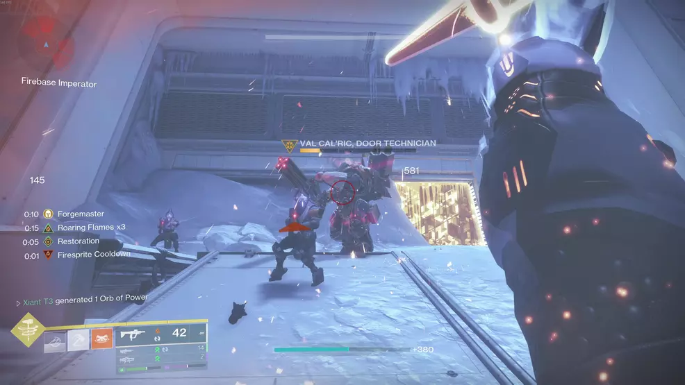 The Door Technician enemy in the Imperium Base in the Fire and Ice Exotic mission in Destiny 2: Renegades.