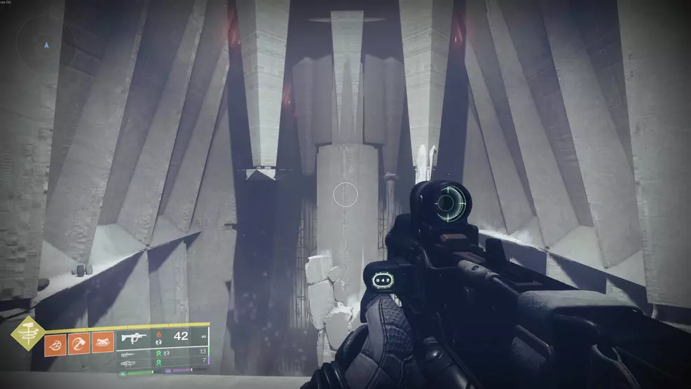The platforming where you need to jump across the gates in the Fire and Ice Exotic mission in Destiny 2: Renegades.