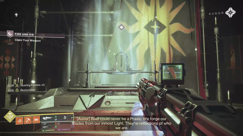 Getting the Praxic Blade from the Fire and Ice Exotic mission in Destiny 2: Renegades.