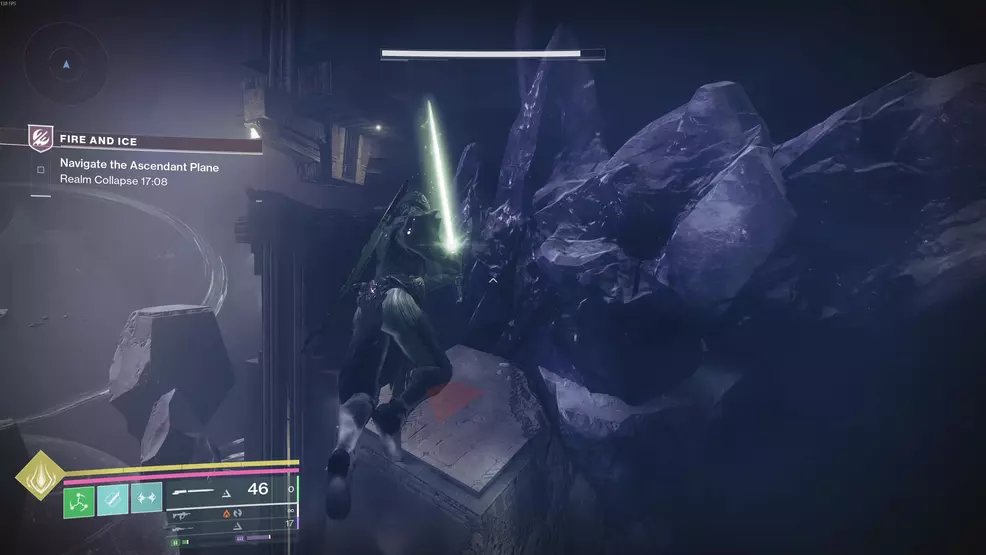 A large crystal before the seventh Oddity for the Echoing Blade Praxic Blade Exotic Catalyst in Fire and Ice in Destiny 2.