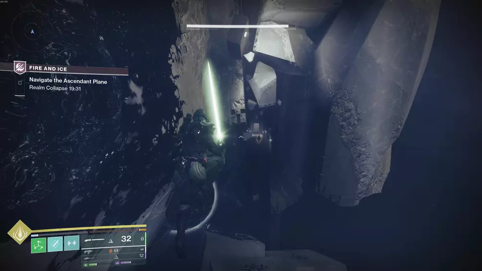 Floating stones to jump on while going to the seventh Oddity for the Echoing Blade Praxic Blade Exotic Catalyst in Fire and Ice in Destiny 2.