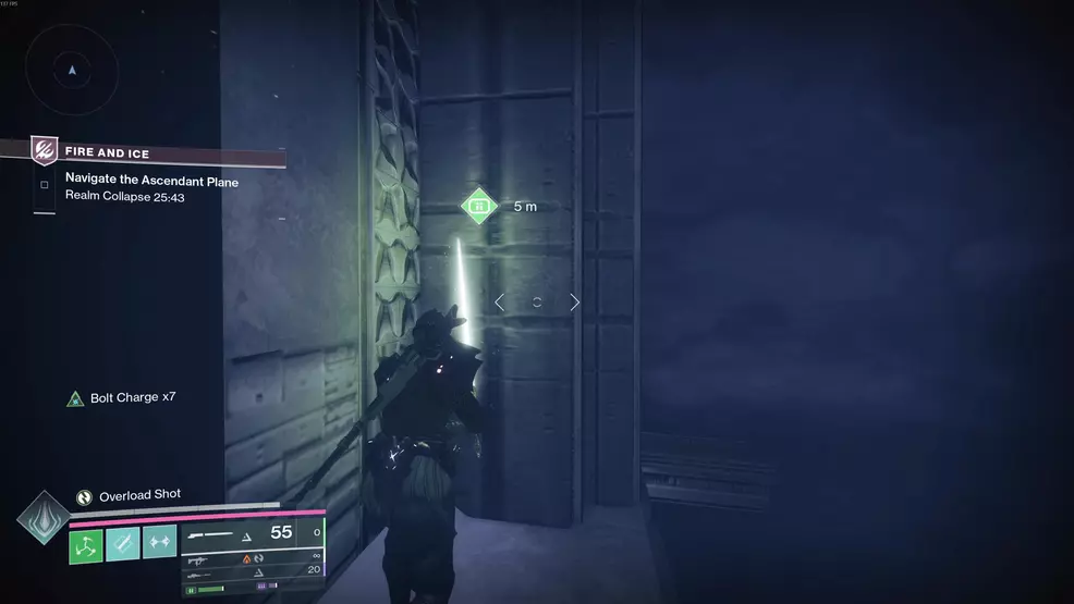 A special ammo indicator near the third Oddity for the Echoing Blade Praxic Blade Exotic Catalyst in Fire and Ice in Destiny 2.