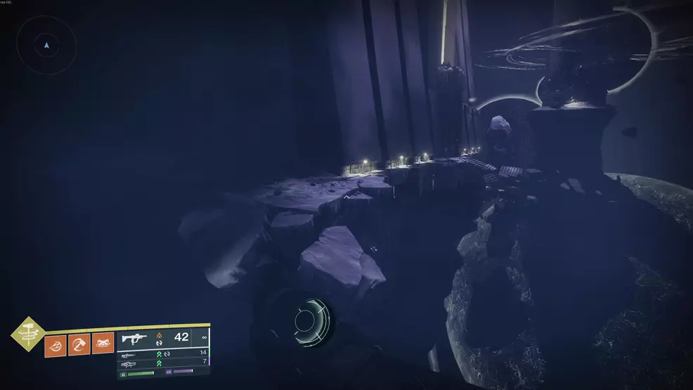 A wall of lights and push blocks in the Fire and Ice Exotic mission in Destiny 2: Renegades.