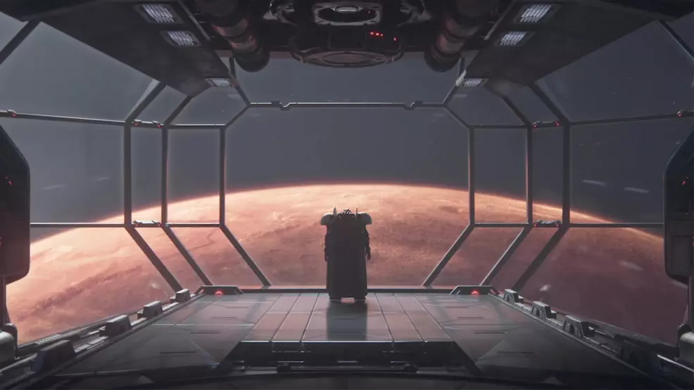 An Imperium Cabal commander on his ship's bridge in Destiny 2: Renegades.