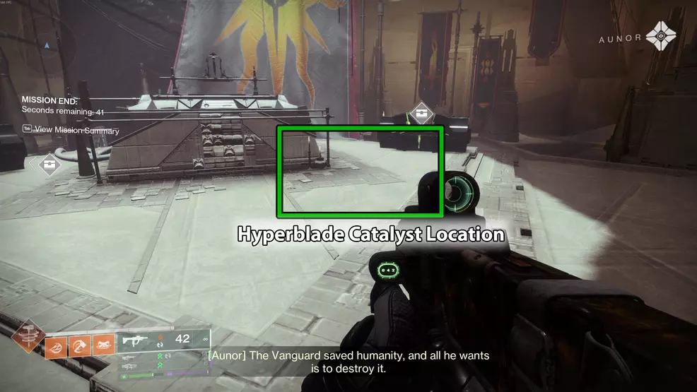 The location of the Hyperblade Praxic Blade Exotic Catalyst in Destiny 2: Renegades.