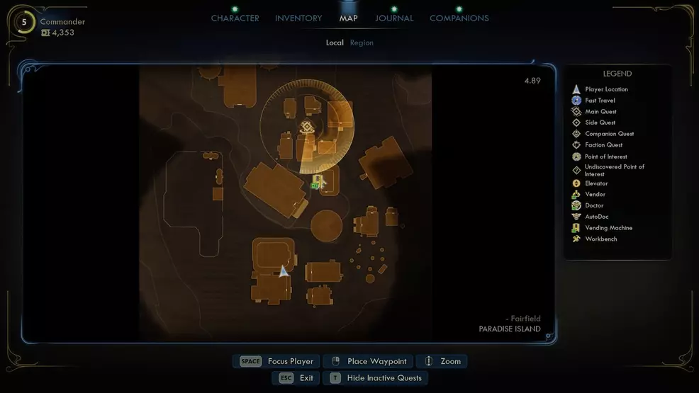 The bounty board location in Fairfield in The Outer Worlds 2