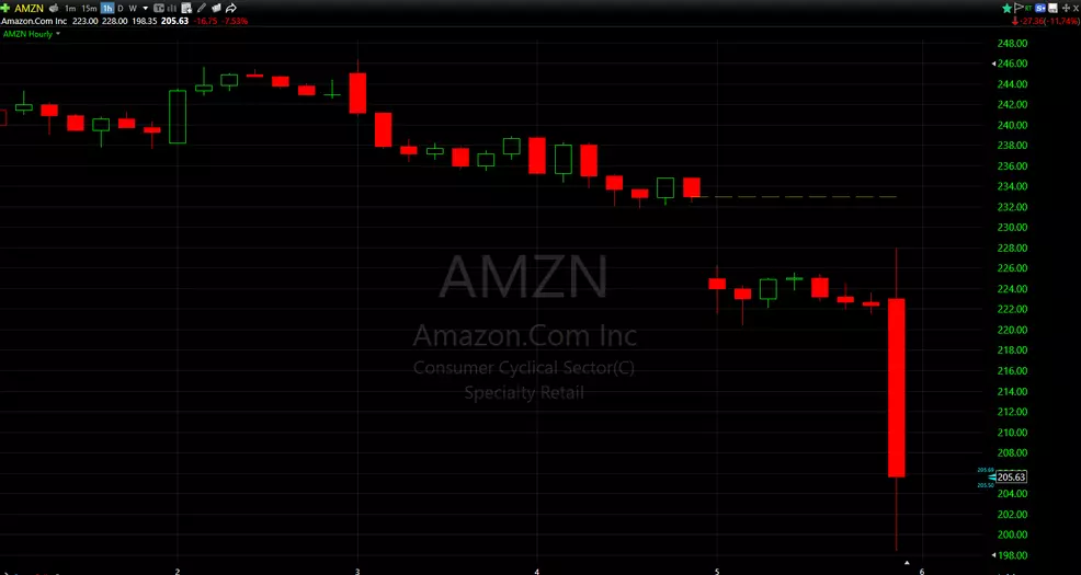 Amazon's stock chart on February 5, 2026.