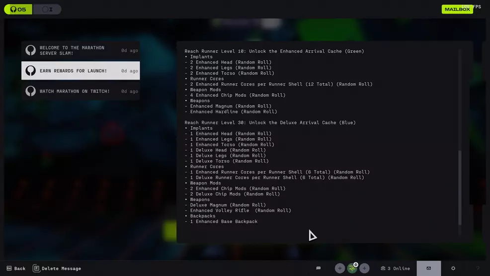 Marathon Server Slam rewards