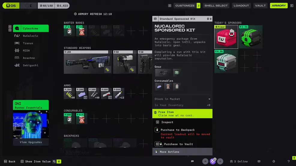 How to equip a free kit - Marathon