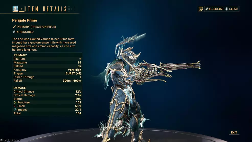 All Perigale Prime Relics in Warframe