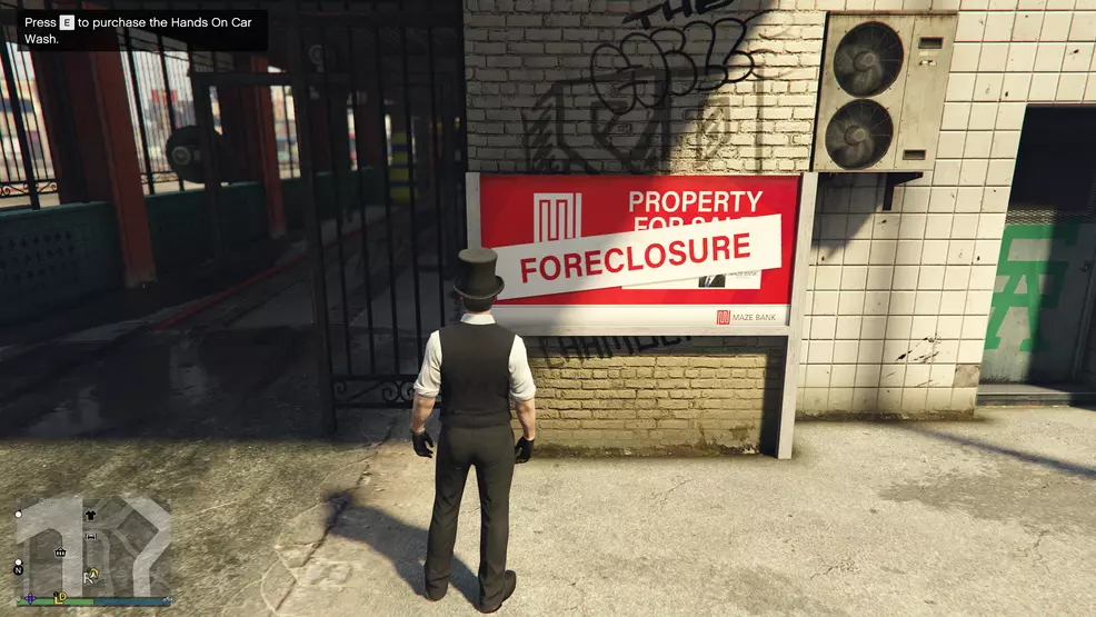 The prompt to buy the Hands On Car Wash in GTA Online