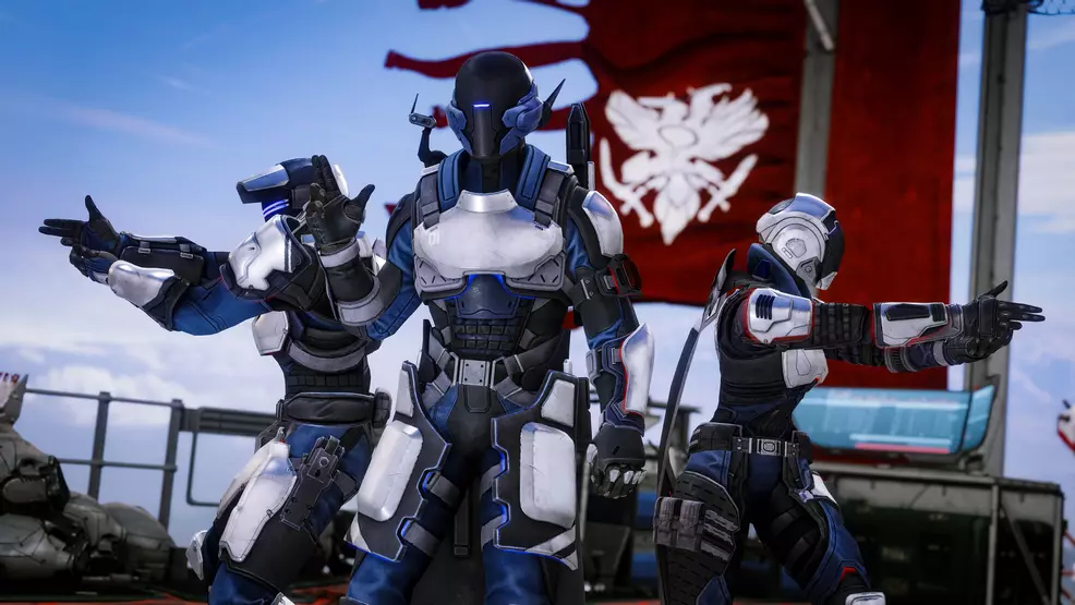 Guardians wearing the Edge of Fate Crucible Ops armor in Destiny 2.