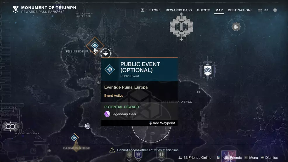 A Public Event node on Europa in Destiny 2.