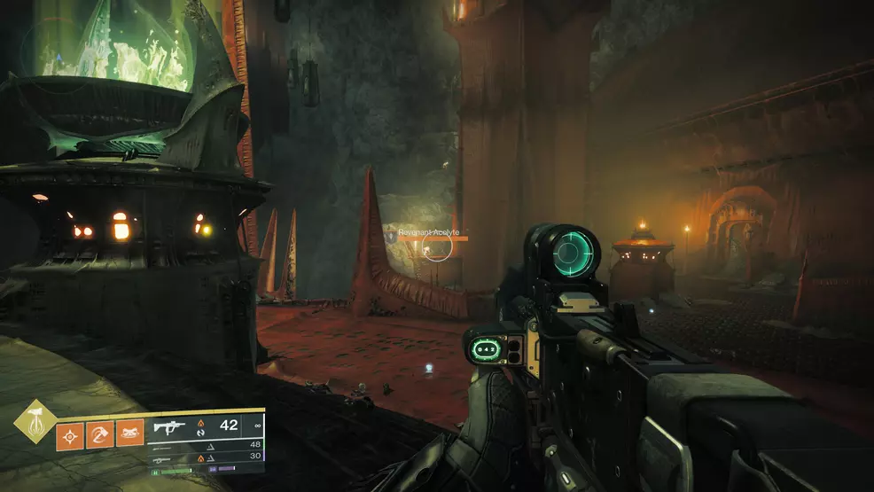 An Acolyte showing the way to the final Soulfire Vessel in the first encounter of the Oblation: Bloodline Exotic Mission in Destiny 2.
