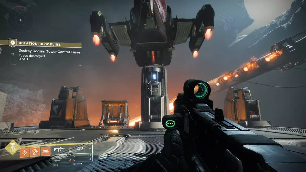 A fuse directly across from a switch in the Oblation: Bloodline Exotic Mission in Destiny 2.