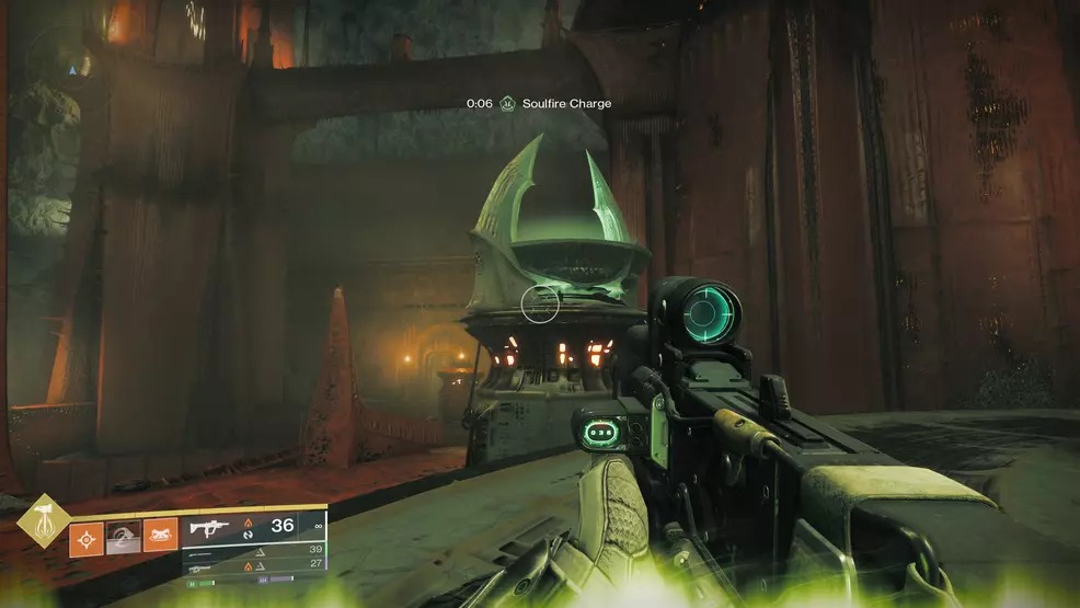 About to use the Soulfire Charge buff in the Oblation: Bloodline Exotic Mission in Destiny 2.