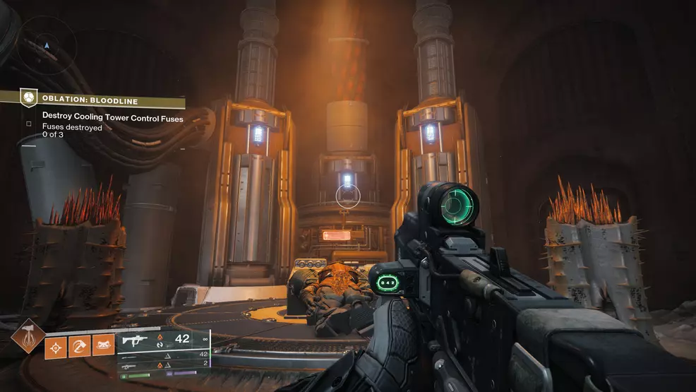 A set of three fuses in the Oblation: Bloodline Exotic Mission in Destiny 2.