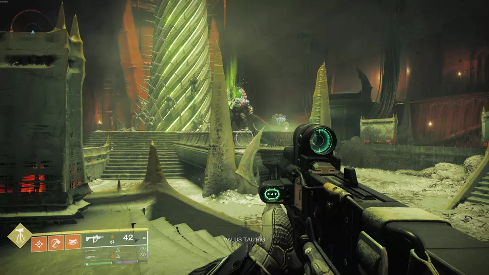 The Valus Tau'Rig boss in the Oblation: Bloodline Exotic Mission in Destiny 2.