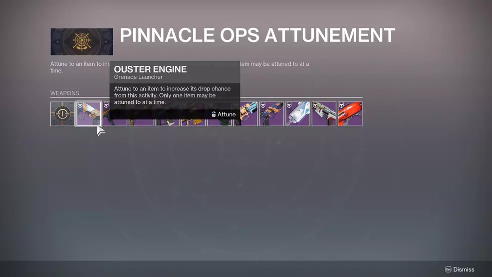 Attuning the Ouster Engine in Destiny 2.