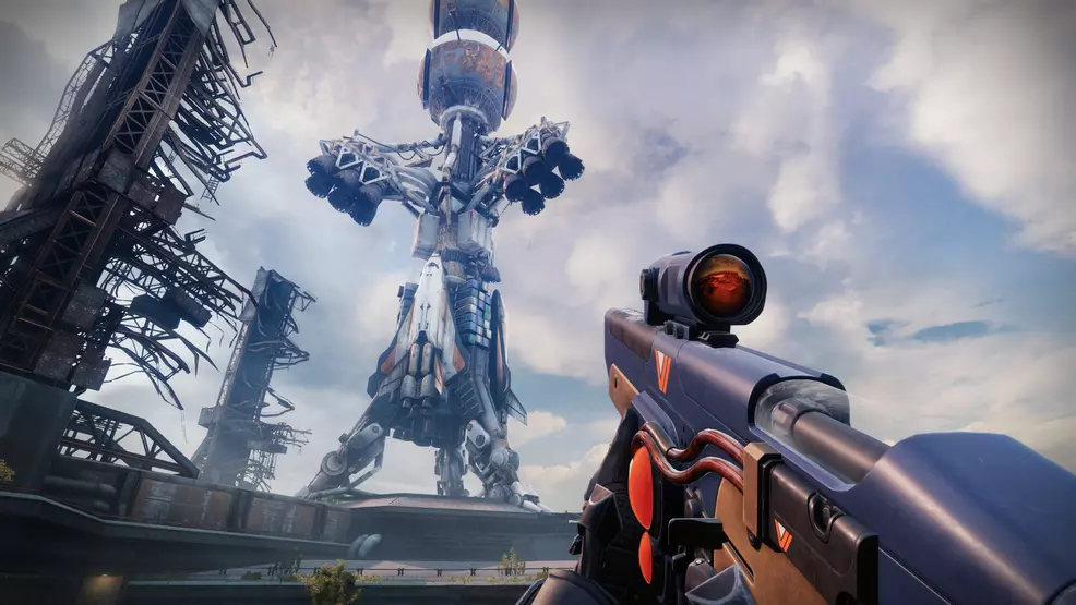 Holding the Oxygen SR3 Scout Rifle in Destiny 2.