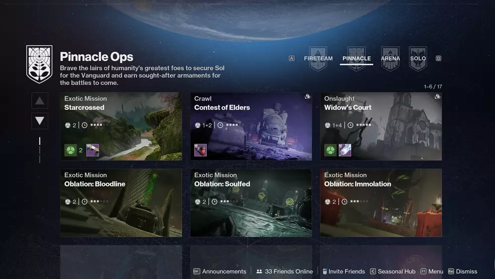 The Pinnacle Ops Playlist in Destiny 2.