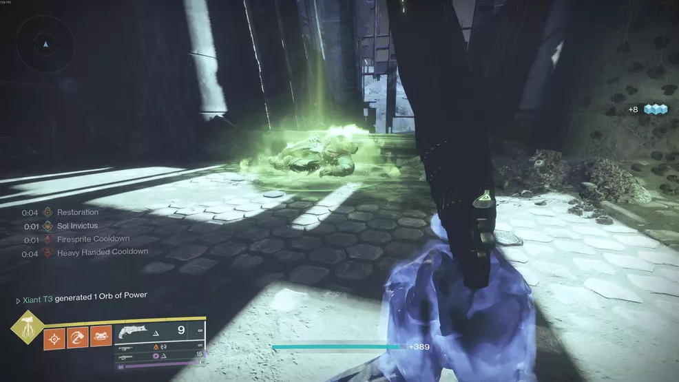 A glowing Cabal body in the Hellmouth in Destiny 2.