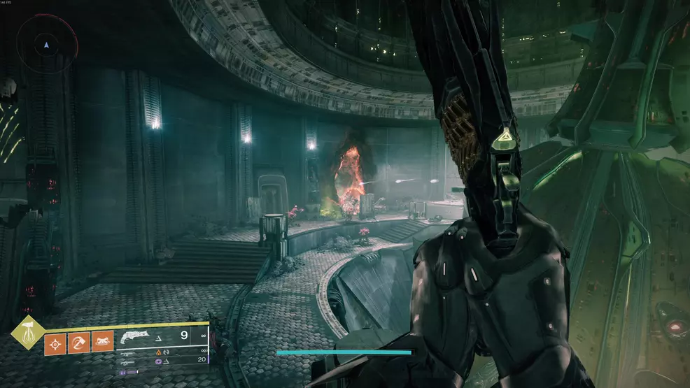 A hole where enemies are fighting one another on the Moon in Destiny 2.