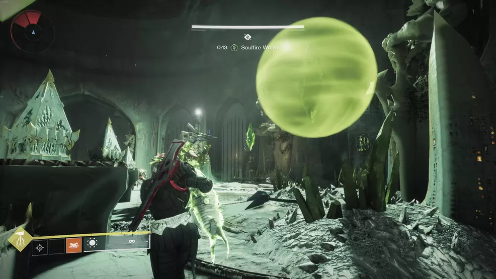 The boss shield crystals in the Oblation: Soulfed Exotic mission in Destiny 2.
