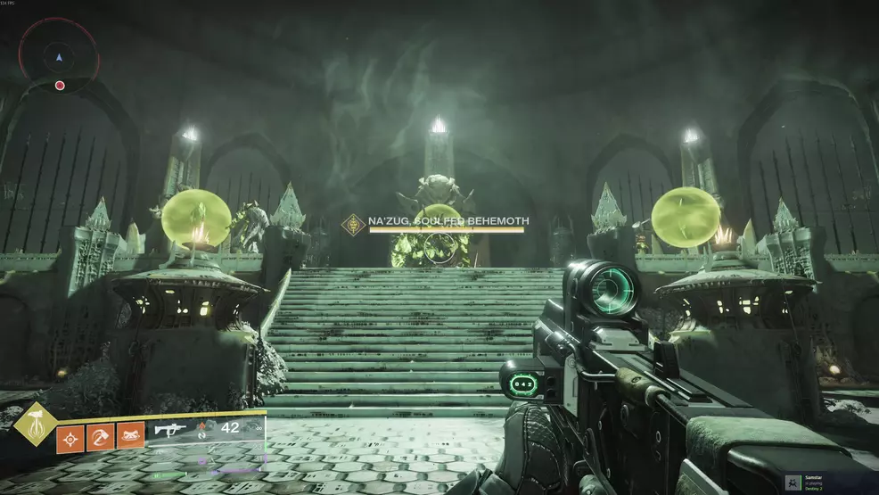 The first boss of the Oblation: Soulfed Exotic mission in Destiny 2.