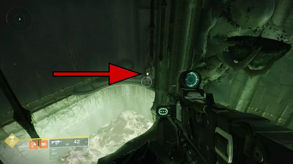 A hidden button above a soulfire pit in the Oblation: Soulfed Exotic mission in Destiny 2.
