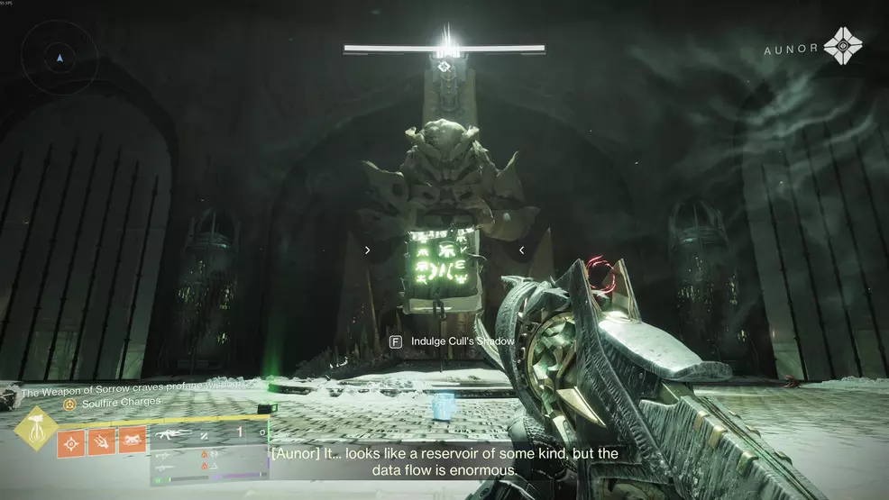 Interacting with a Hive tome in the Oblation: Soulfed Exotic mission in Destiny 2.