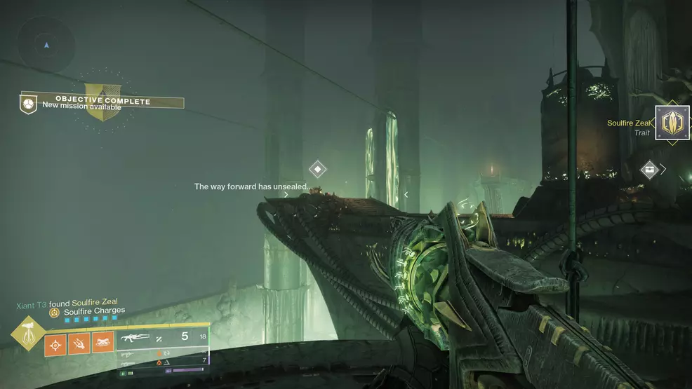 Getting the Soulfire Zeal Exotic Catalyst in the Oblation: Soulfed Exotic mission in Destiny 2.