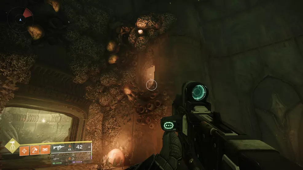 A small passage set in a wall in the Oblation: Soulfed Exotic mission in Destiny 2.