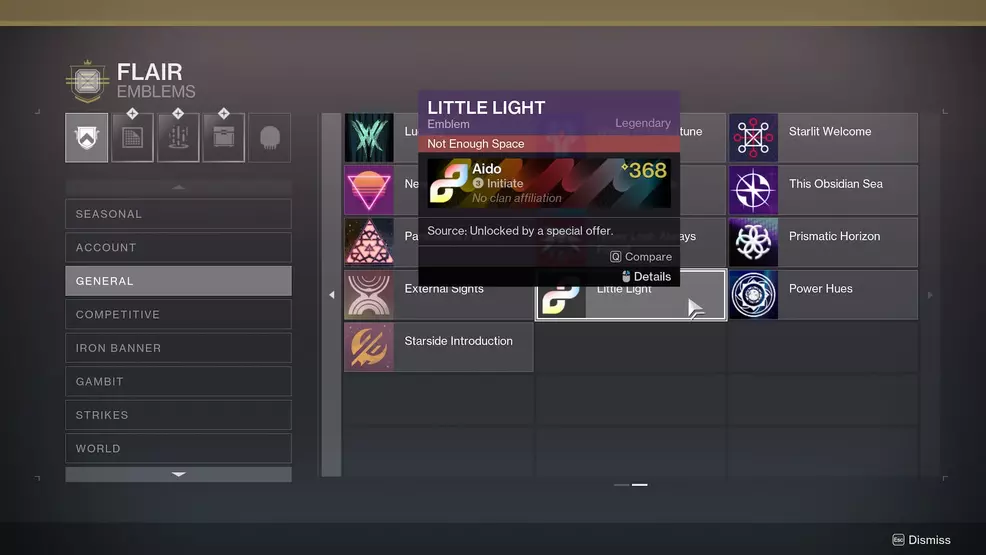 The Little Light Emblem in Destiny 2