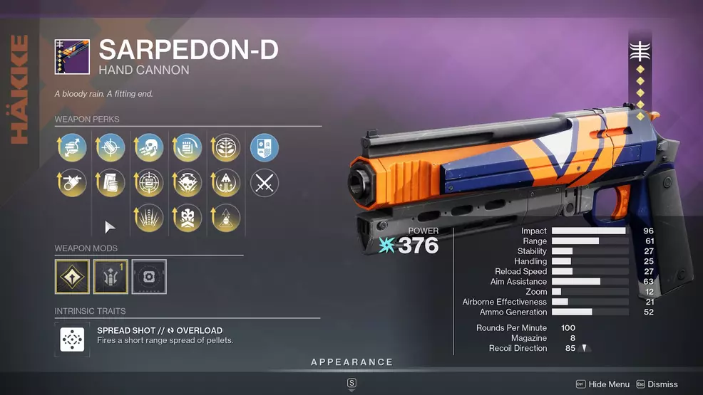 The Sarpedon-D in Destiny 2