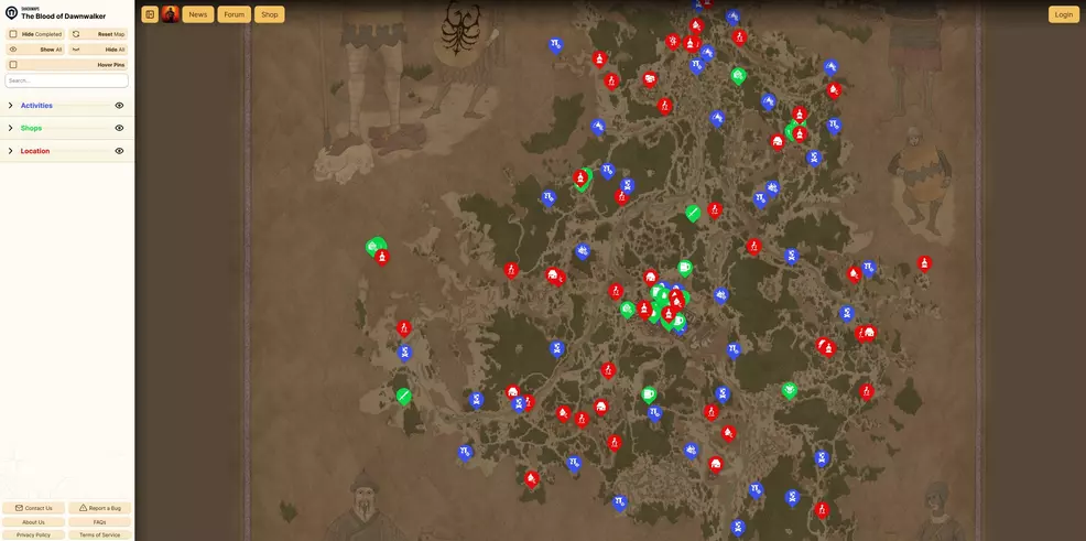 The Blood of Dawnwalker interactive map