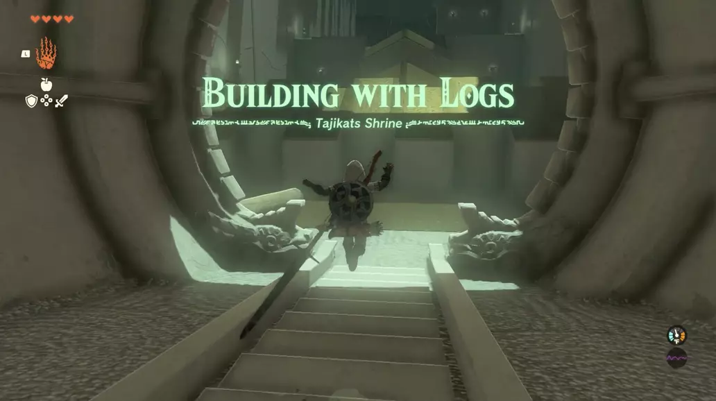 Tajikats Shrine (Building with Logs) Walkthrough Zelda Tears of the