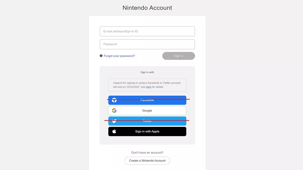Nintendo Facebook Nintendo ending Facebook & Twitter account login support in October ...