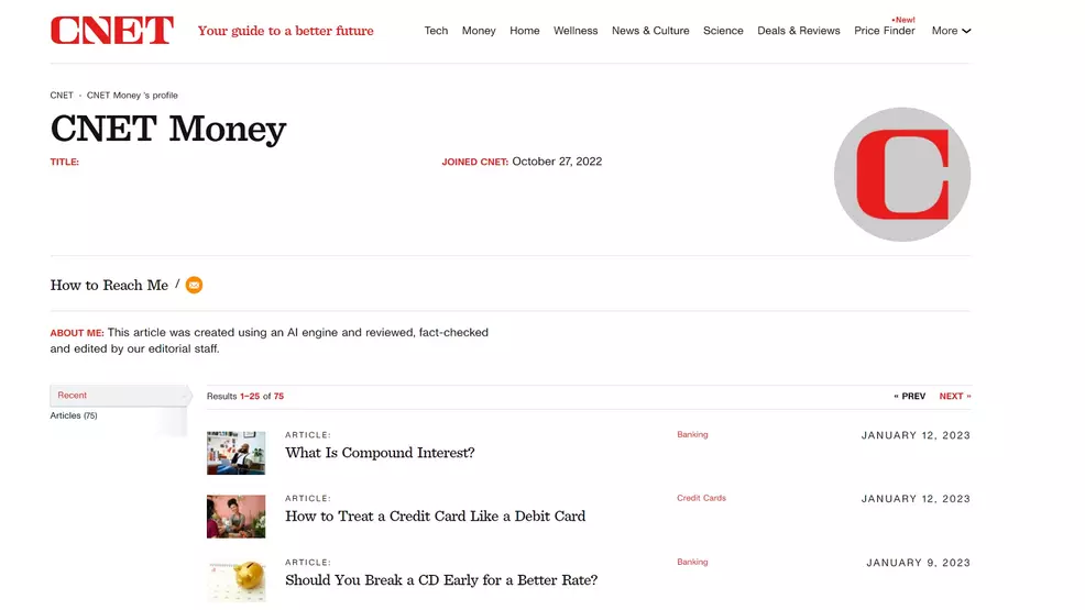 Writing Cnet's CNET has reportedly been publishing financial articles using AI tech ...