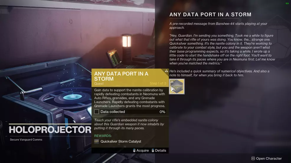 Any Data Port in a Storm, Quicksilver Storm Exotic catalyst Destiny 2