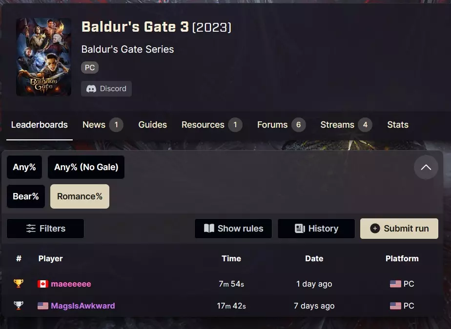 Baldur's Gate 3 speedruns now have an Any Romance% category for those ...