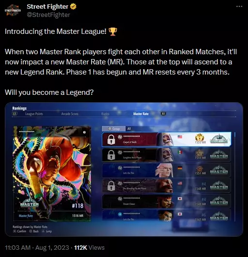 Street Fighter 6 introduces Master League & Legend Rank | Shacknews