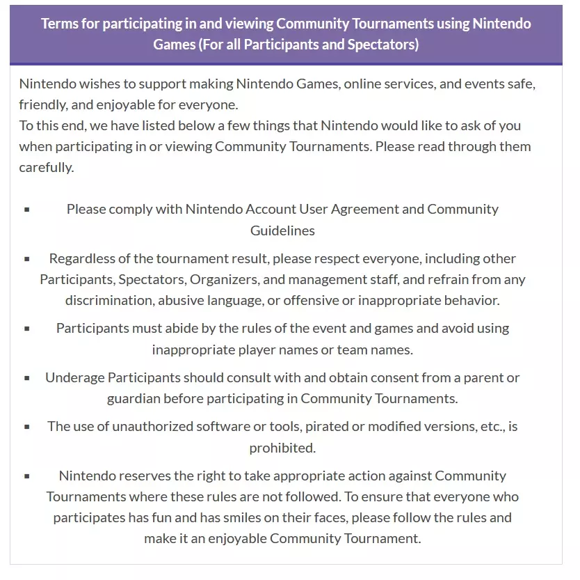 Nintendo Esports Nintendo of America posts new esports guidelines for 'Community ...