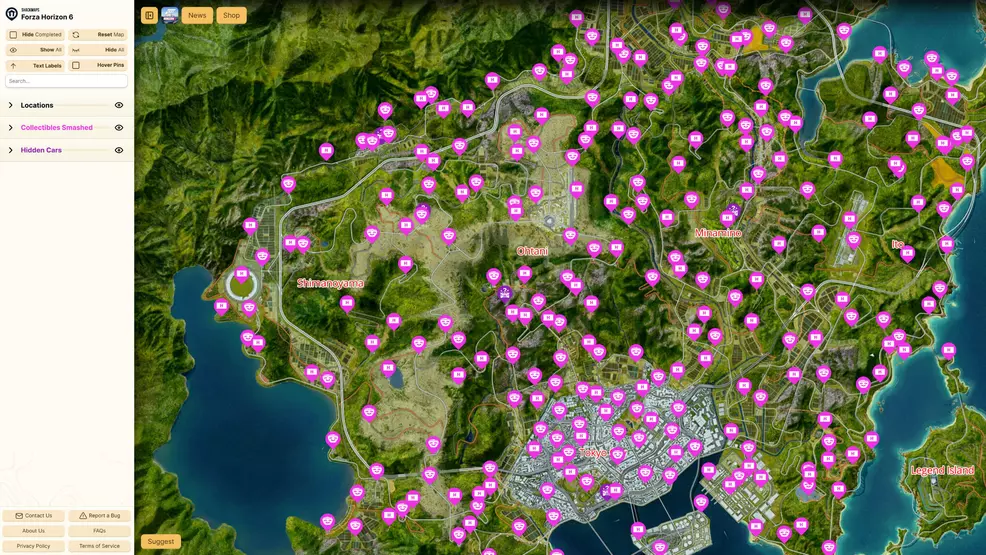 Forza Horizon 6 interactive map via Shackmaps | Shacknews